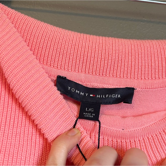 NWT Tommy Hilfiger Sz Large Peach Off Shoulder Long Sleeve Sweater Shirt Top! - Picture 6 of 10